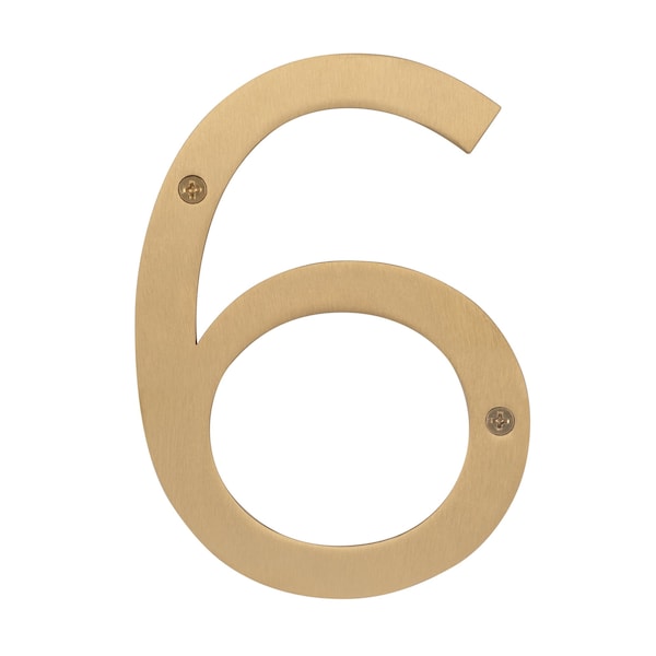 Sure-Loc Hardware Sure-Loc Hardware Stainless Steel House Number, 6, No. 6, Satin Brass HNSS6-6 SB - main